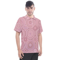 Pink Retro Texture With Circles, Retro Circles Background, Men s Polo T-shirt by kyorashop23