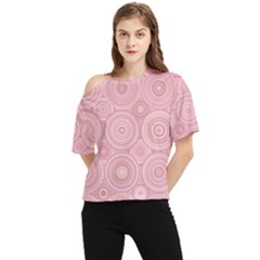 Pink Retro Texture With Circles, Retro Circles Background, One Shoulder Cut Out T-shirt by kyorashop23