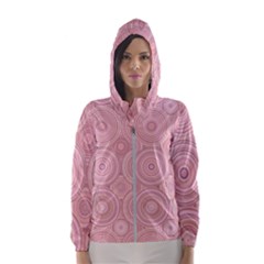 Pink Retro Texture With Circles, Retro Circles Background, Women s Hooded Windbreaker