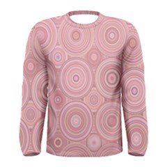 Pink Retro Texture With Circles, Retro Circles Background, Men s Long Sleeve T-shirt