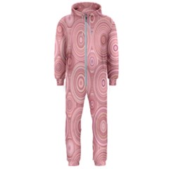 Pink Retro Texture With Circles, Retro Circles Background, Hooded Jumpsuit (men)