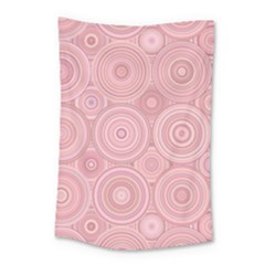 Pink Retro Texture With Circles, Retro Circles Background, Small Tapestry