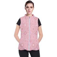 Pink Retro Texture With Circles, Retro Circles Background, Women s Puffer Vest