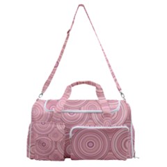 Pink Retro Texture With Circles, Retro Circles Background, Sports Gym Duffle Bag With Shoe Compartment by kyorashop23