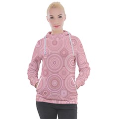 Pink Retro Texture With Circles, Retro Circles Background, Women s Hooded Pullover