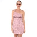 Pink Retro Texture With Circles, Retro Circles Background, One Shoulder Ring Trim Bodycon Dress View1