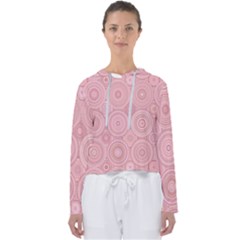 Pink Retro Texture With Circles, Retro Circles Background, Women s Slouchy Sweat