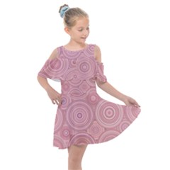 Pink Retro Texture With Circles, Retro Circles Background, Kids  Shoulder Cutout Chiffon Dress by kyorashop23