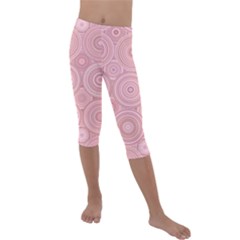 Pink Retro Texture With Circles, Retro Circles Background, Kids  Lightweight Velour Capri Leggings  by kyorashop23