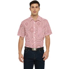 Pink Retro Texture With Circles, Retro Circles Background, Men s Short Sleeve Pocket Shirt  by kyorashop23