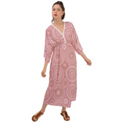 Pink Retro Texture With Circles, Retro Circles Background, Grecian Style  Maxi Dress