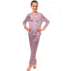 Pink Retro Texture With Circles, Retro Circles Background, Kids  Satin Long Sleeve Pajamas Set by kyorashop23