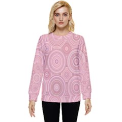 Pink Retro Texture With Circles, Retro Circles Background, Hidden Pocket Sweatshirt