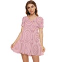 Pink Retro Texture With Circles, Retro Circles Background, Tiered Short Sleeve Babydoll Dress View1