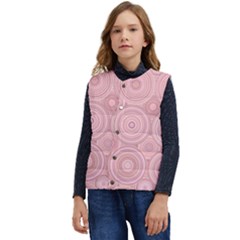 Pink Retro Texture With Circles, Retro Circles Background, Kid s Button Up Puffer Vest	