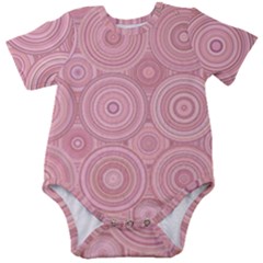 Pink Retro Texture With Circles, Retro Circles Background, Baby Short Sleeve Bodysuit by kyorashop23