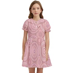 Pink Retro Texture With Circles, Retro Circles Background, Kids  Bow Tie Puff Sleeve Dress by kyorashop23