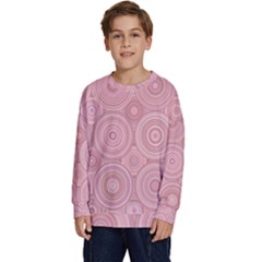 Pink Retro Texture With Circles, Retro Circles Background, Kids  Crewneck Sweatshirt