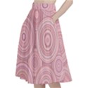 Pink Retro Texture With Circles, Retro Circles Background, A-Line Full Circle Midi Skirt With Pocket View2