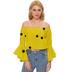 Punch Hole, Black Hole Off Shoulder Flutter Bell Sleeve Top