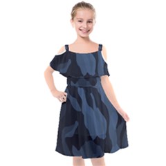 Purple Camo Kids  Cut Out Shoulders Chiffon Dress