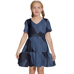 Purple Camo Kids  Short Sleeve Tiered Mini Dress