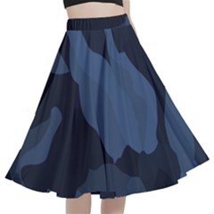 Purple Camo A-line Full Circle Midi Skirt With Pocket