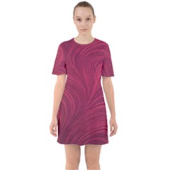 Purple Fabric Texture, Fabric Backgrounds With Lines Sixties Short Sleeve Mini Dress