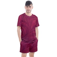 Purple Fabric Texture, Fabric Backgrounds With Lines Men s Mesh T-shirt And Shorts Set