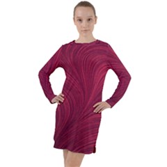 Purple Fabric Texture, Fabric Backgrounds With Lines Long Sleeve Hoodie Dress