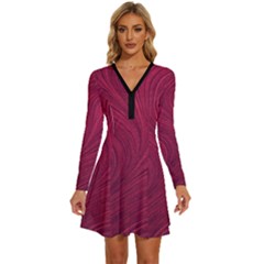 Purple Fabric Texture, Fabric Backgrounds With Lines Long Sleeve Deep V Mini Dress  by kyorashop23