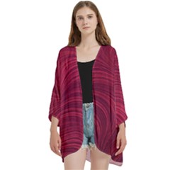 Purple Fabric Texture, Fabric Backgrounds With Lines Open Front 3/4 Sleeve Batwing Chiffon Cardigan Kimono by kyorashop23