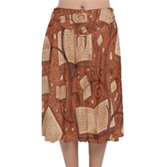 Retro Education Texture, Creative Education Background Velvet Flared Midi Skirt