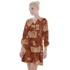 Retro Education Texture, Creative Education Background Open Neck Shift Dress