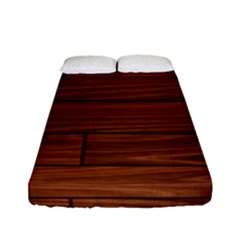 Seamless Wooden Planks Brown Wooden Background Fitted Sheet (full/ Double Size) by kyorashop23