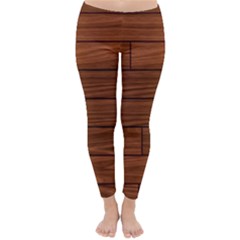 Seamless Wooden Planks Brown Wooden Background Classic Winter Leggings