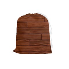 Seamless Wooden Planks Brown Wooden Background Drawstring Pouch (large) by kyorashop23