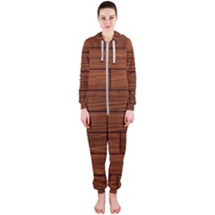 Seamless Wooden Planks Brown Wooden Background Hooded Jumpsuit (ladies)