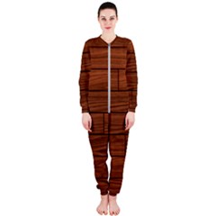 Seamless Wooden Planks Brown Wooden Background Onepiece Jumpsuit (ladies)