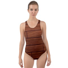 Seamless Wooden Planks Brown Wooden Background Cut-out Back One Piece Swimsuit by kyorashop23