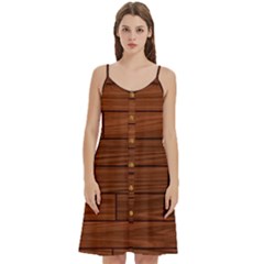 Seamless Wooden Planks Brown Wooden Background Women s Spaghetti Strap Pullover Cami Dress by kyorashop23