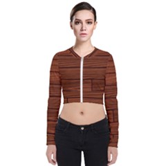 Seamless Wooden Planks Brown Wooden Background Long Sleeve Zip Up Bomber Jacket by kyorashop23