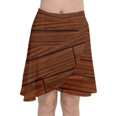 Seamless Wooden Planks Brown Wooden Background Chiffon Wrap Front Skirt by kyorashop23