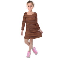 Seamless Wooden Planks Brown Wooden Background Kids  Long Sleeve Velvet Dress by kyorashop23