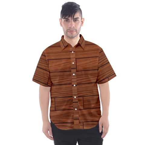 Seamless Wooden Planks Brown Wooden Background Men s Short Sleeve Shirt by kyorashop23