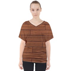 Seamless Wooden Planks Brown Wooden Background V-neck Dolman Drape Top by kyorashop23