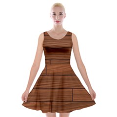 Seamless Wooden Planks Brown Wooden Background Velvet Skater Dress