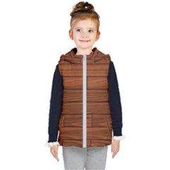 Seamless Wooden Planks Brown Wooden Background Kids  Hooded Puffer Vest