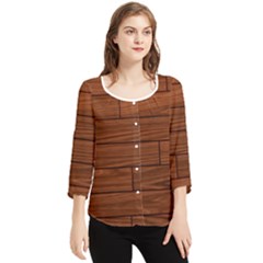 Seamless Wooden Planks Brown Wooden Background Chiffon Quarter Sleeve Blouse by kyorashop23