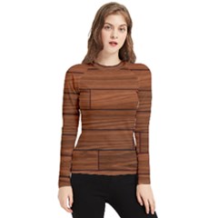 Seamless Wooden Planks Brown Wooden Background Women s Long Sleeve Rash Guard by kyorashop23